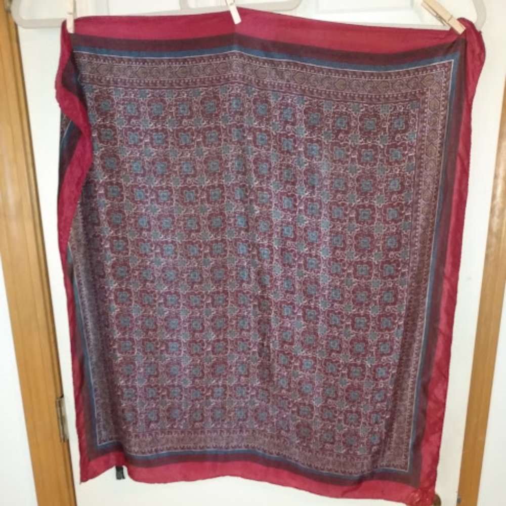 The Specialty House: Red & blue silk scarf